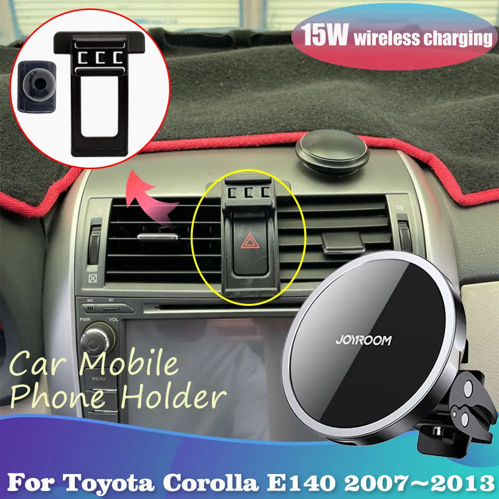 

15W Car Phone Holder for Toyota Corolla E140 E150 2007~2013 Magnetic Clip Stand Support Wireless Charging Sticker Accessories