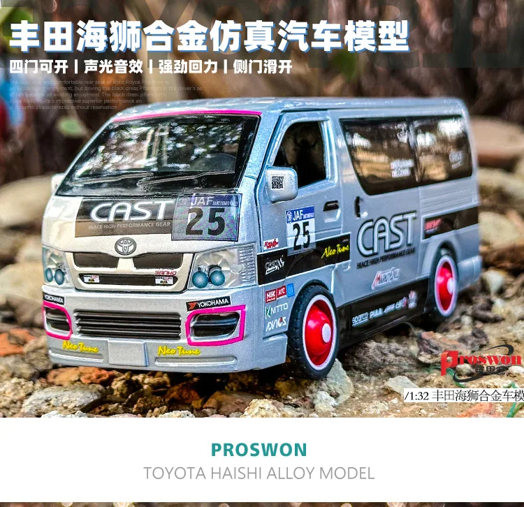 

1:32 Toyota HIACE Van car High Simulation Diecast Metal Alloy Model car Sound Light Pull Back Collection Kids Toy Gifts