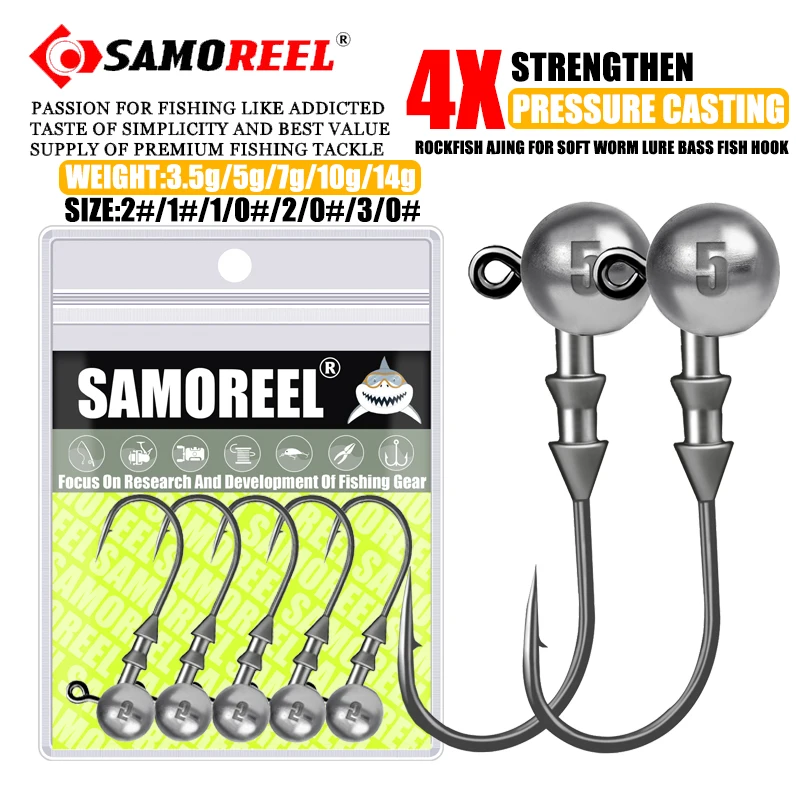 

New Jig Head Hook Fishing Hook 3.5g 5g 7g 10g 14g Rockfish Ajing For Soft Worm Lure Pesca Goods Bass Pike Trout Fish Accessories