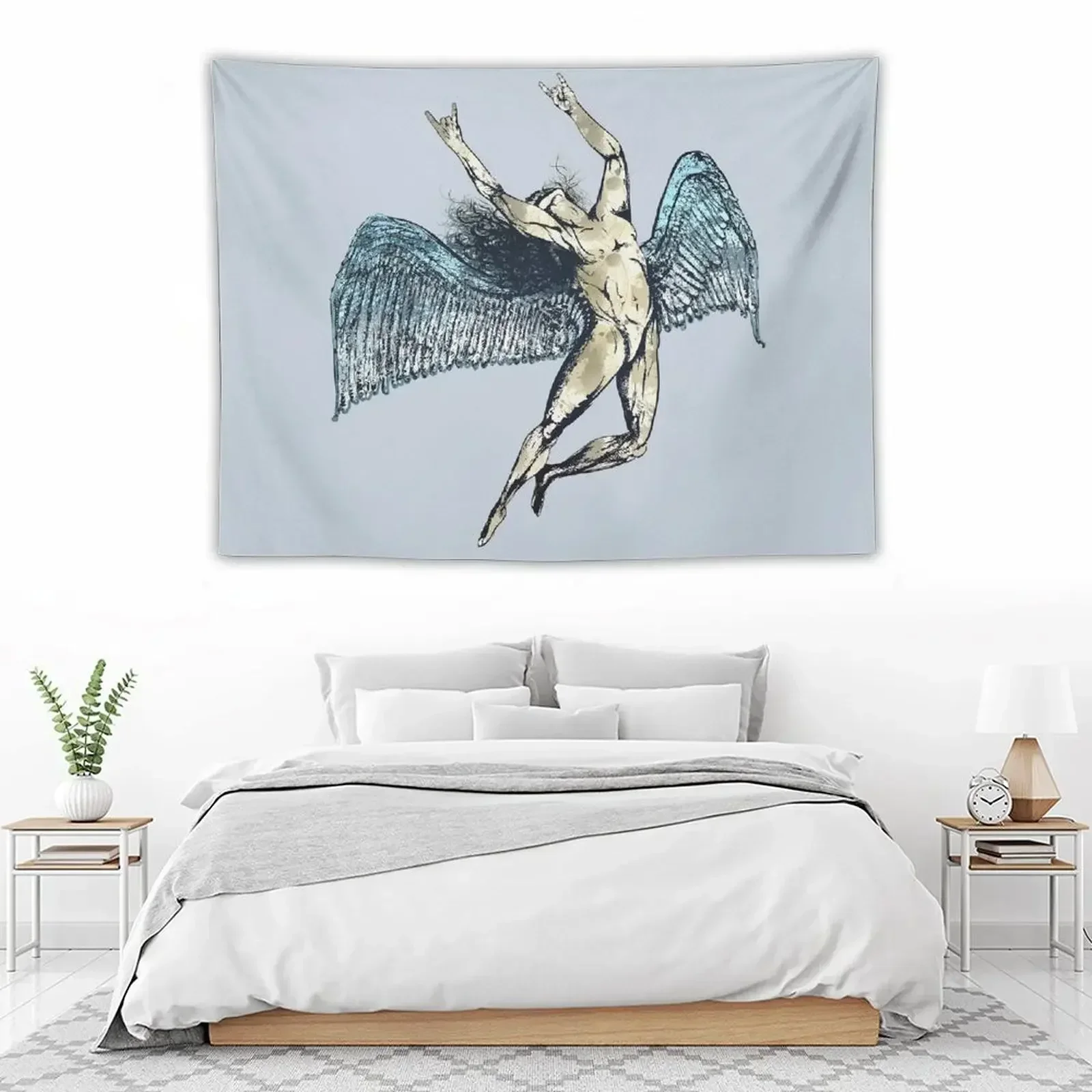 ICARUS THROWS THE HORNS - супер синий гранж НОВЫЙ гобелен Домашние украшения Эстетический