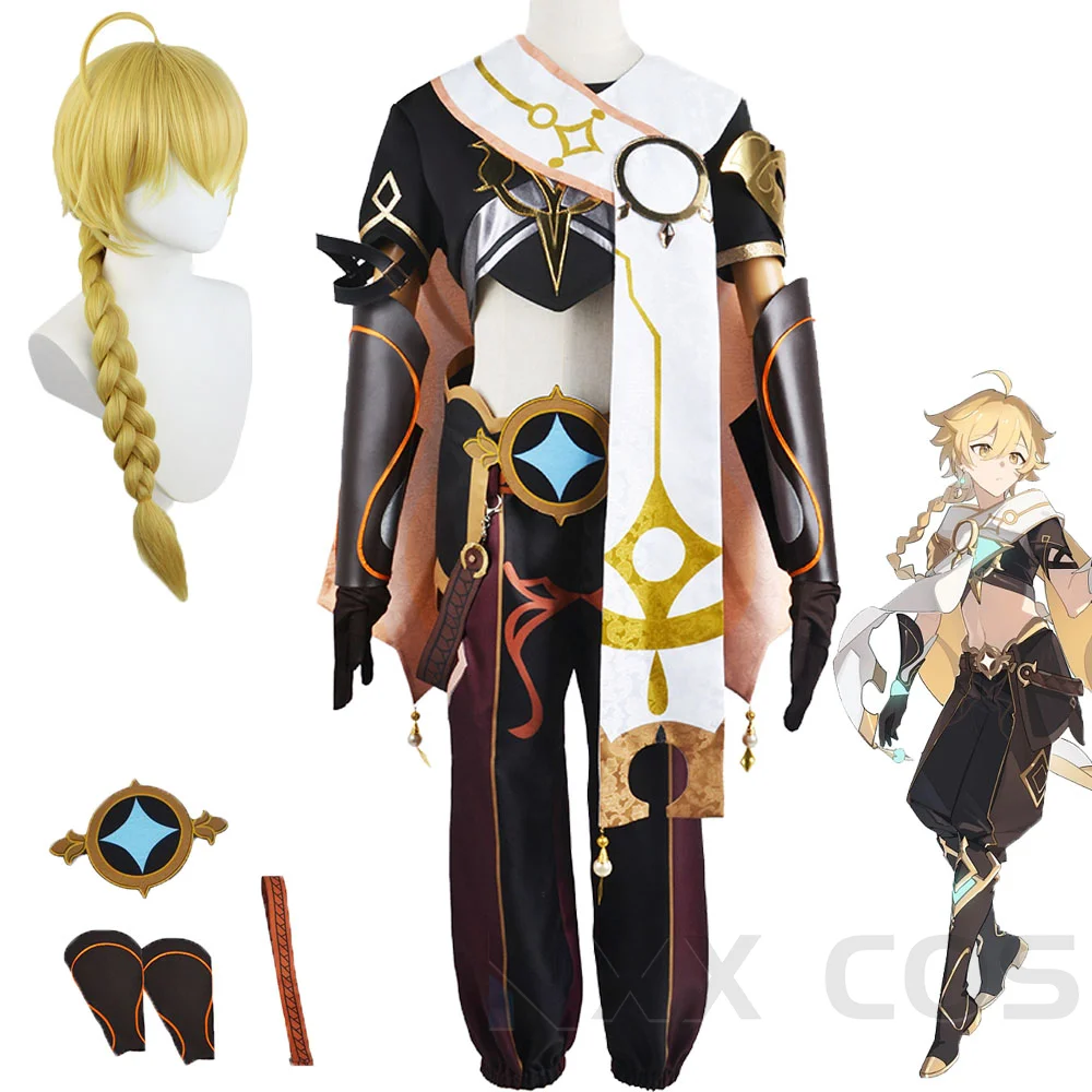 

Aether Cosplay Genshin Impact Cosplay Costume Wig Outfits Full Set Anime Game Traveler Aether Costumes for Men Halloween Party