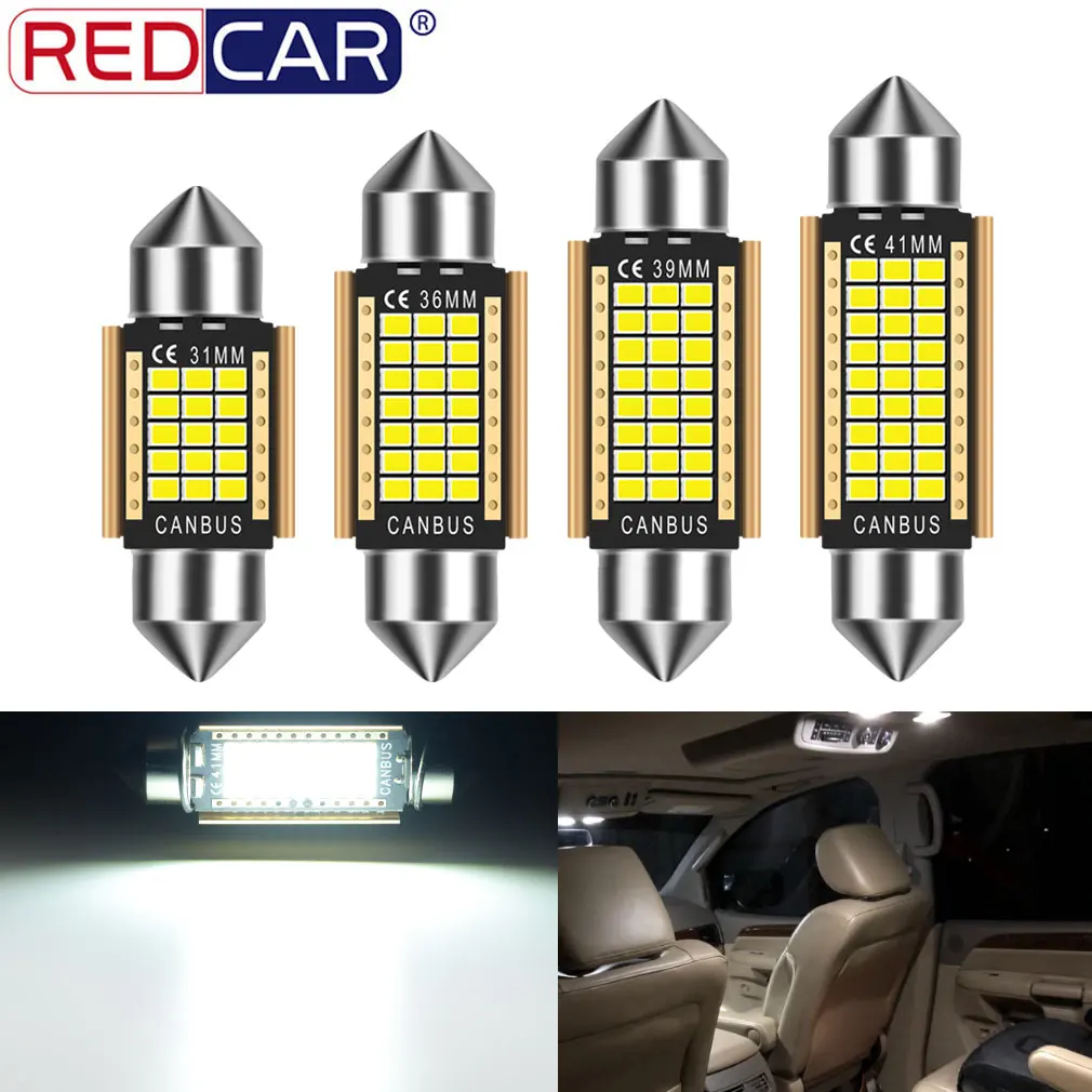 1 шт. C10W C5W LED Canbus Festoon 31 мм 36 39 42 Светодиодная лампа 2016 чип без ошибок 12 В 6500K белый