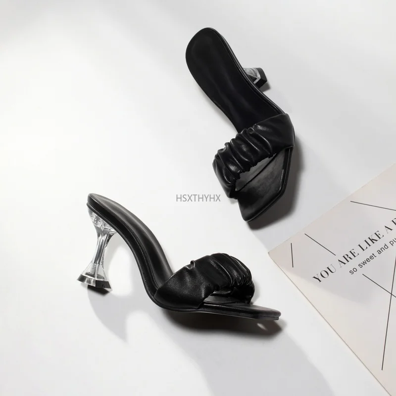 Женские мюли на высоком каблуке 9 см роскошные брендовые дизайнерские кожаные