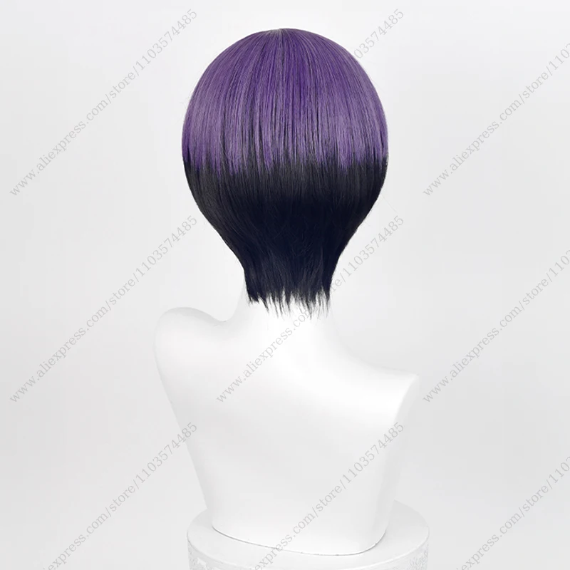 Парик для косплея аниме Soshiro Hoshina 30 см короткие черные фиолетовые смешанные цвета