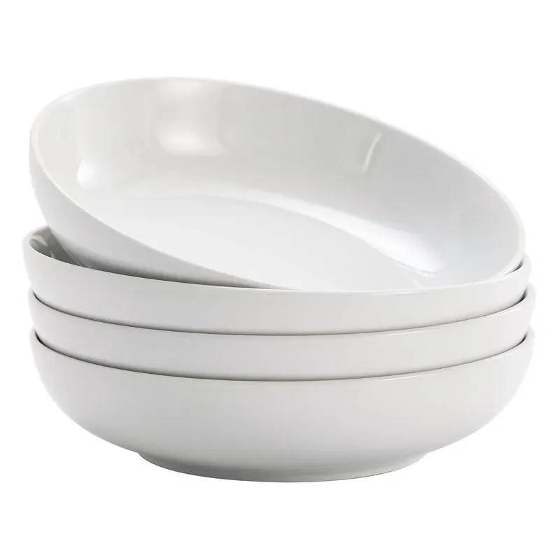 

Bico White Porcelain Ceramic 33oz Dinner Bowls, Set of 4, for Pasta, Salad, Cereal, Soup & & Dishwasher Safe