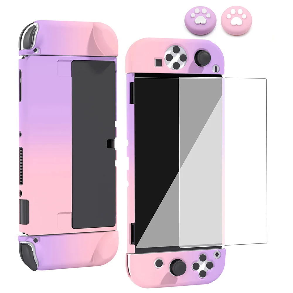 

Colorful Switch Oled Console Protective Hard Shell Cover Screen Protector Joycon Caps for Nintendo Switch Oled Game Accessories