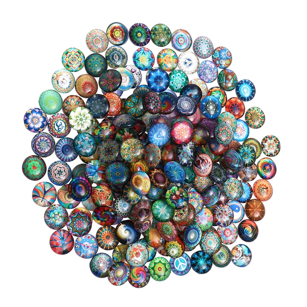

Glass Gemstonediy Jewelry Beads Cabochonsmaking Round Flatmosaic Patch Craftspenny Tile Dome Tiles Mandala Flatback Crystal