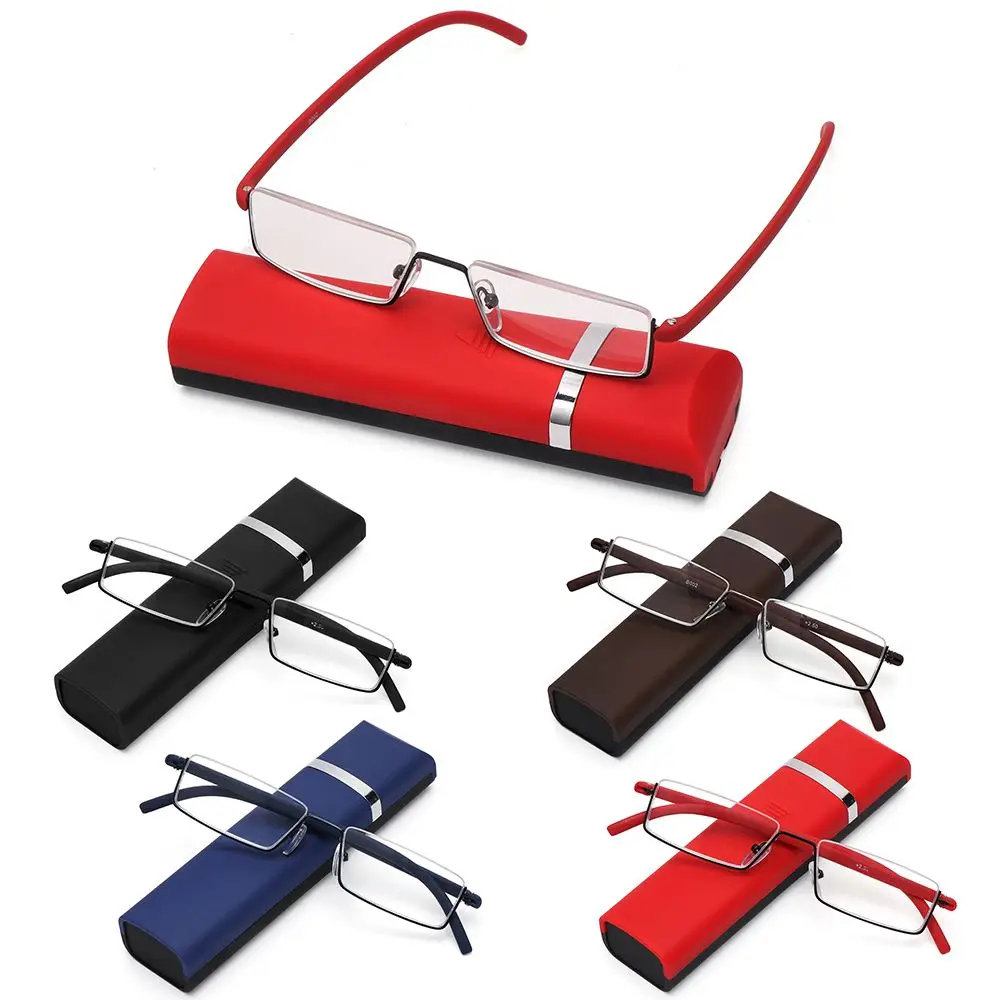 

Retro TR90 Men and Women Spring Hinge Readers Half Frame Reading Glasses with Case Anti Eyestrain Presbyopia Eyeglasses
