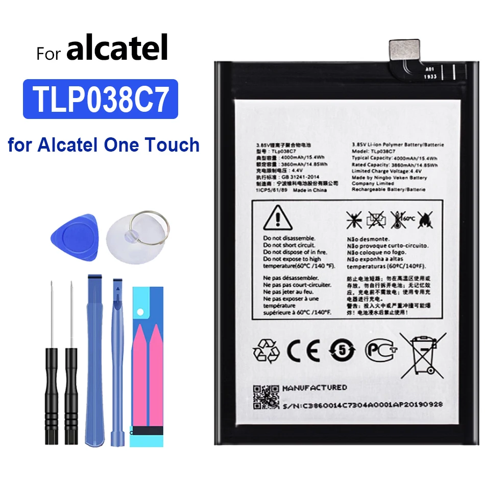 

Аккумулятор TLP038C7 4000 мАч для Alcatel One Touch мобильный телефон Bateria