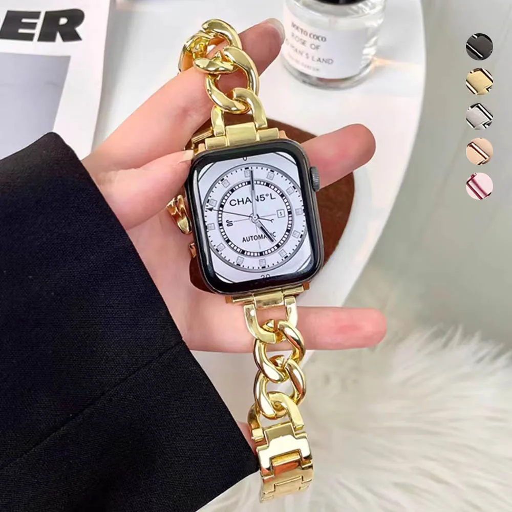 

Luxury Bracelet For Apple Watch 7 6 Se Strap 38 42mm 40mm 44mm Stainless Steel Band For iWatch 5 4 3 41mm 45mm Women Wristband