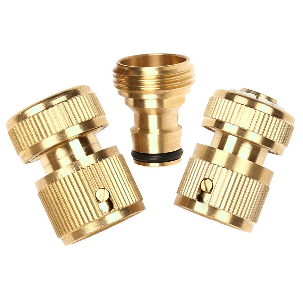 

Brass Tube Connector Outside Tap Set 3 Pcs Garden Outdoor Watering Quick Adapter Garden Watering Equipment Tools Parts
