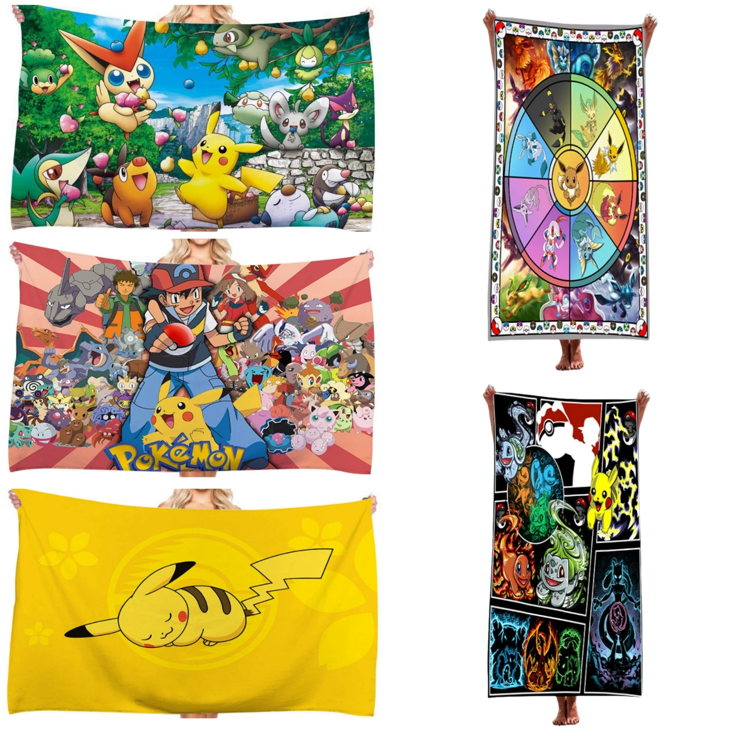 Bath Towel Towel Towel Non-stick Beach Cartoon Cloth Pikachu Beach Mat Cloth A Must-have For A Summer Outing