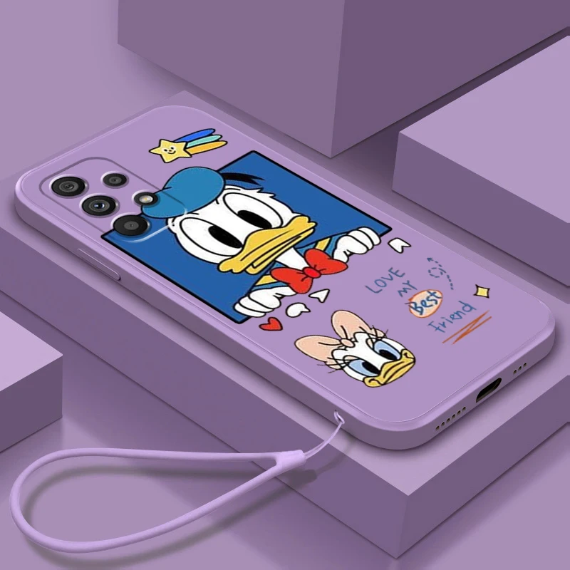 

Disney Mickey Donald Duck Liquid Rope Phone Case For Samsung A73 A72 A71 A52 A53 A54 A51 A42 A34 A32 A14 A21 A13 A04 A03 5G