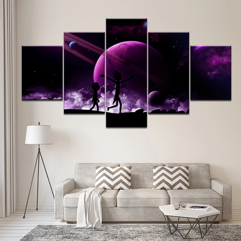

5 Panels Canvas Wall Arts Poster Painting Cartoon Starry Sky Picture Prints Living Room Wallpaper Bedroom Mural Home Decor