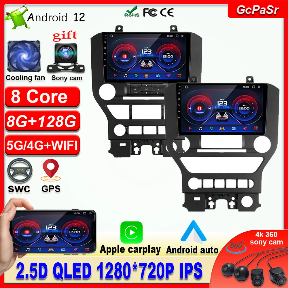 

IPS Android 12 Car Radio Video Multimedia Player For Ford Mustang 6 VI S550 2014 - 2021 Navigation GPS Carplay android auto 2.5D