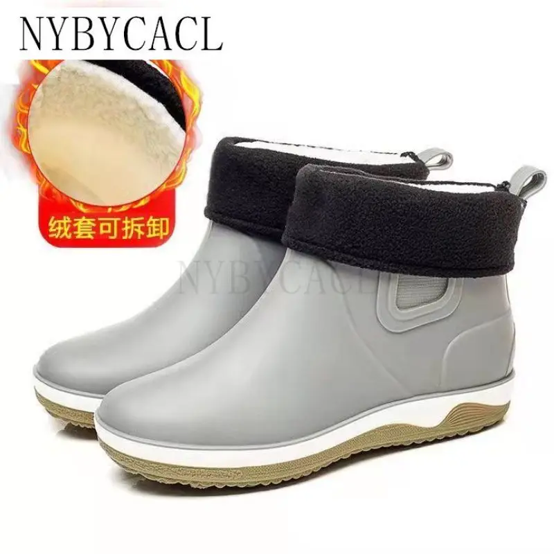 

Men Rainboots Waterproof Rain Boots Ankle Water Shoes PVC Male Winter Fashion Outdoor Flat Non-slip Comfortable Rubber rainshoes