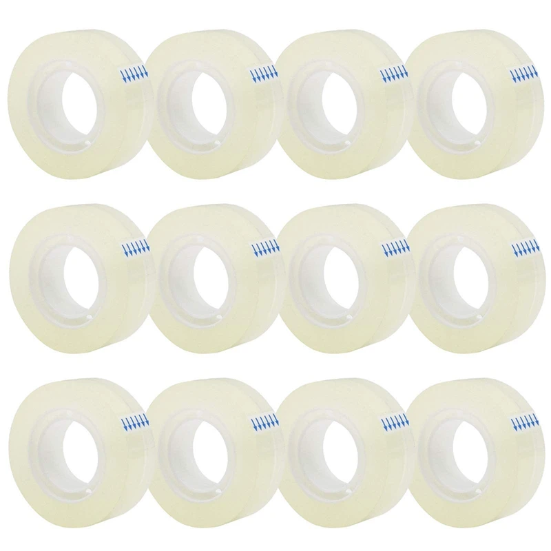 

12 X Transparent Tape Refills Transparent Glossy Tape Clear Tape, All-Purpose Transparent Glossy Tape For Office, Home, School