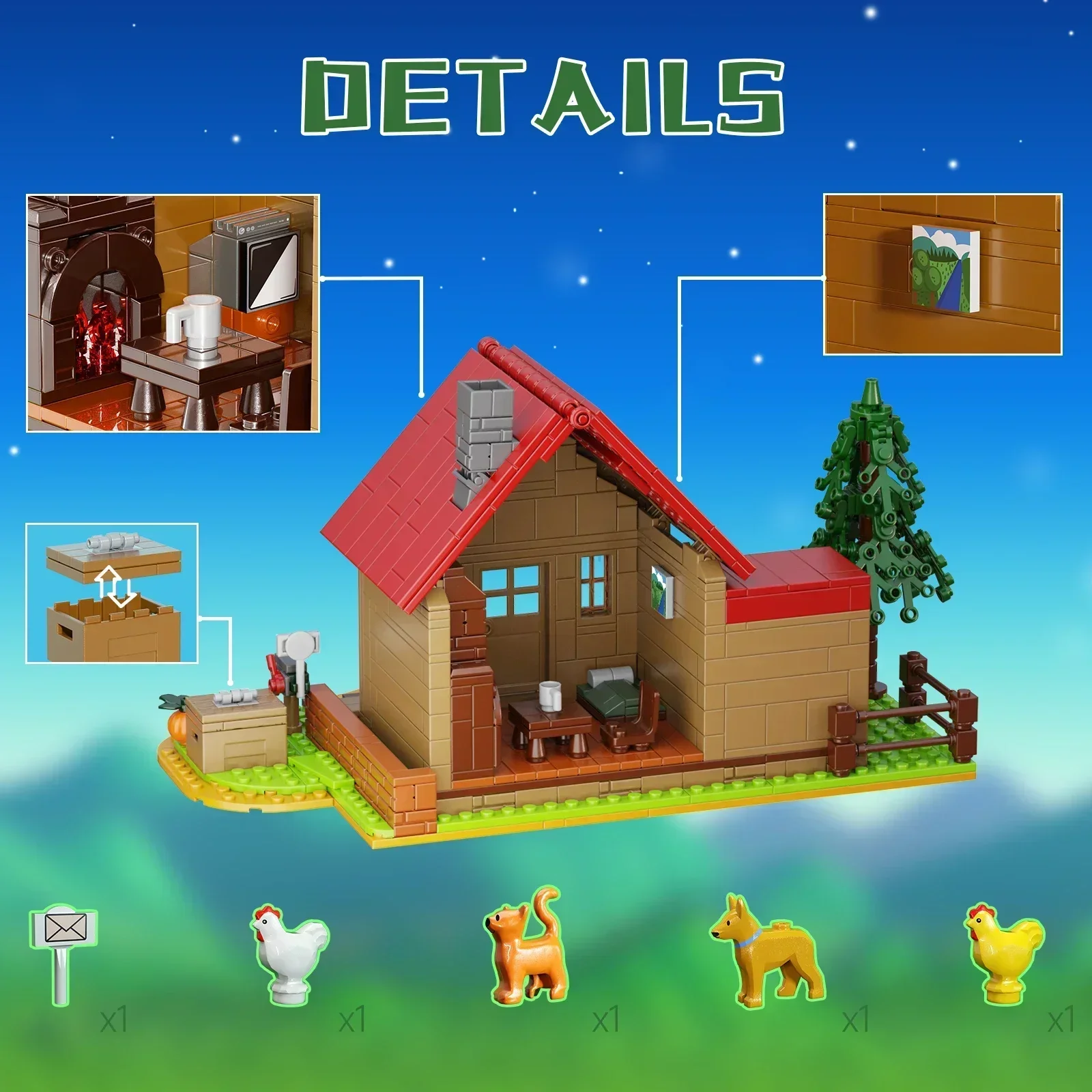 MOC Ideas игра Звездная долина ферма дом собака животные деревья растения Набор