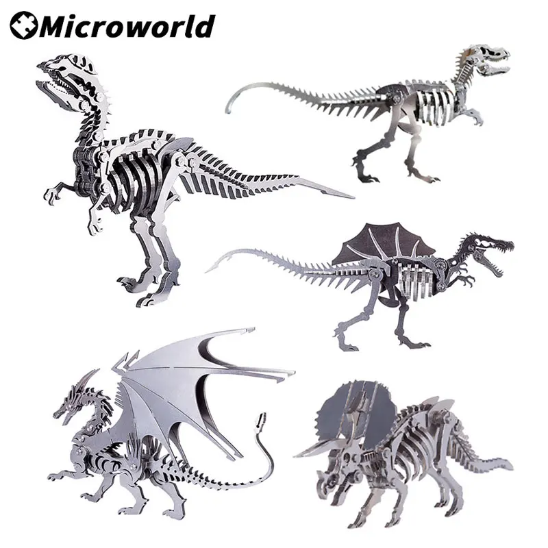 Microworld 3D Metal Jurassic Period Dinosaur Models puzles juegos Kits DIY ensamblar rompecabezas juguetes regalo de cumpleaños para adolescentes adultos