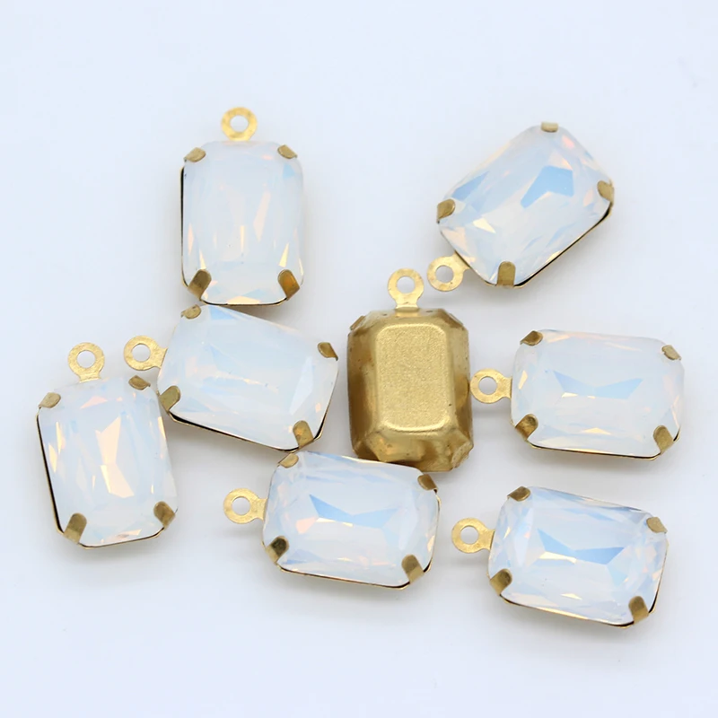 12p 10x14 мм восьмиугольный Опаловый цвет граненые оправа Стеклянные Подвесные