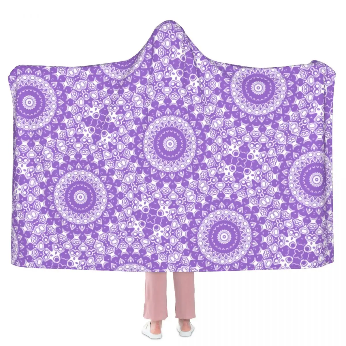 

Amethyst Lavender Mandala Blanket Purple And White Print Teal Floral Soft Cheap Hoodie Bedspread Comfy Fleece Bed Blanket