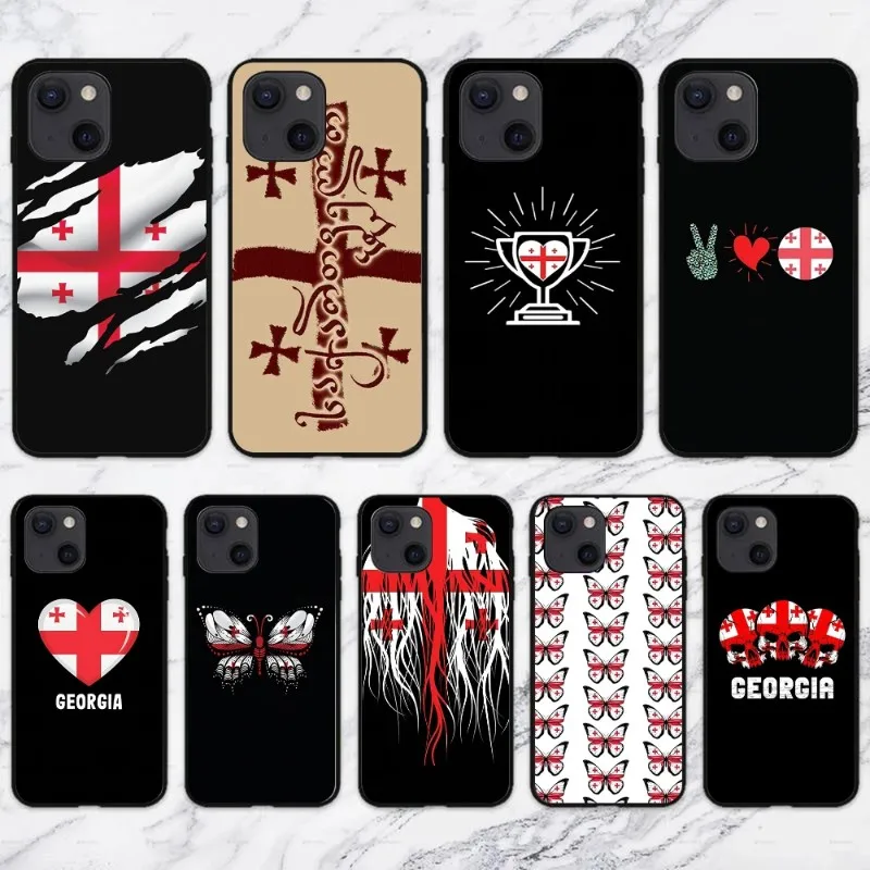 

Чехол для телефона с флагом Джорджии для IPhone 14 13 12 11 XS X 8 7 6 Plus Mini Pro Max SE 2022, мягкий черный чехол для телефона