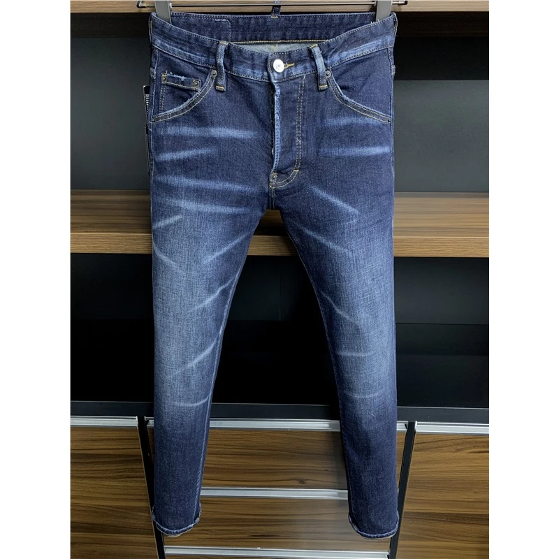 

Классические мужские джинсы высокого качества Dsq2, рваные джинсы скинни с синими дырками, джинсы в итальянском стиле, Стрейчевые джинсовые брюки, мужские длинные брюки