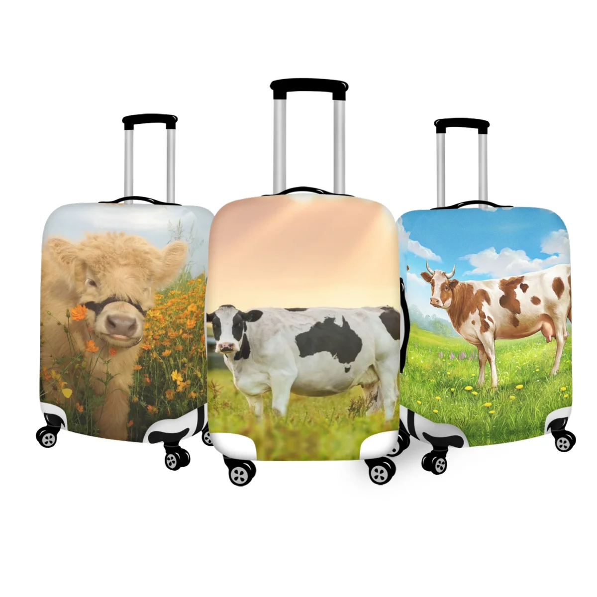 

Модный чехол для багажа twoheart sgirl с коровьим узором, моющиеся эластичные Чехлы для чемоданов, протектор с молнией, пылезащитные чехлы на колесиках