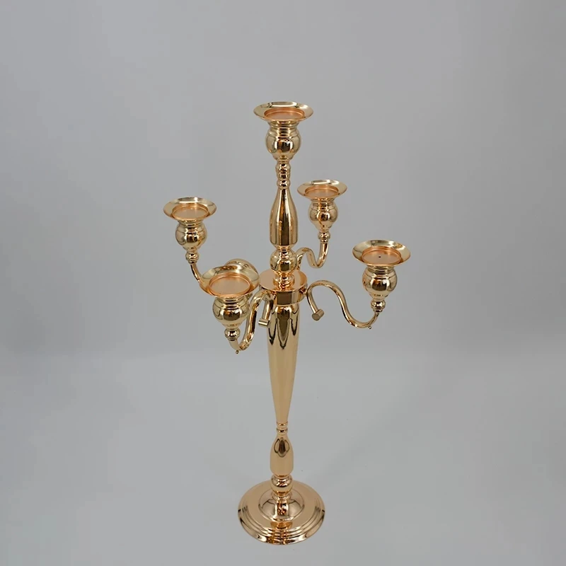 5pcs 10pcsCandle Holders 5-arms Metal Gold Candelabras Crystal Candlesticks For Wedding Event Centerpieces