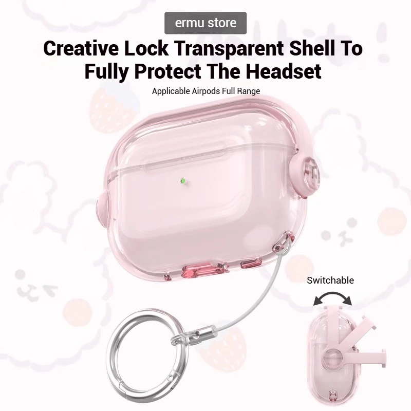 Per AirPods 4 3 2 Pro Custodia trasparente rosa Supporto per leggio carino protettiva в силиконовом morbido TPU