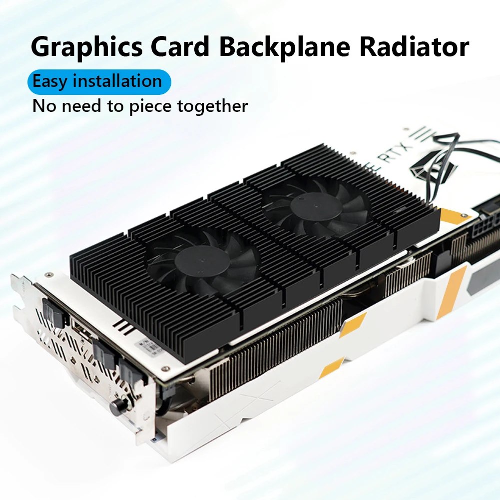 GPU Backplate Radiator Kit Graphics Card Backplane Memory Cooler Aluminum Panel + Dual PWM Fan VRAM Heatsink for RTX 3090 3080