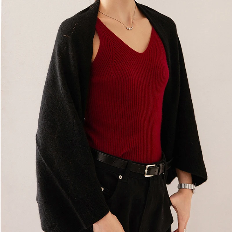 Женский Вязаный Кардиган Из 100% Шерсти Свитер Свободного Размера Теплый Мягкий