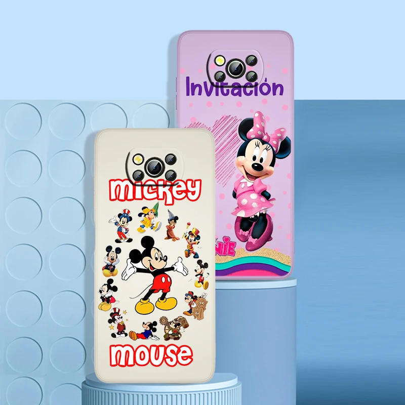 

Minnie Mickey Anime Cute Phone Case For Xiaomi POCO X3 NFC F3 GT M4 M3 M2 Pro C3 C31 X2 Mix 3 Silicone Liquid Fundas Coque Cover