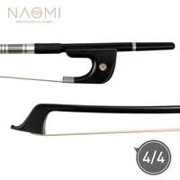 naomi german style 44 double bass bow carbon fiber bow round stick white mongolia horsehair ebony frog paris eye inlay durable