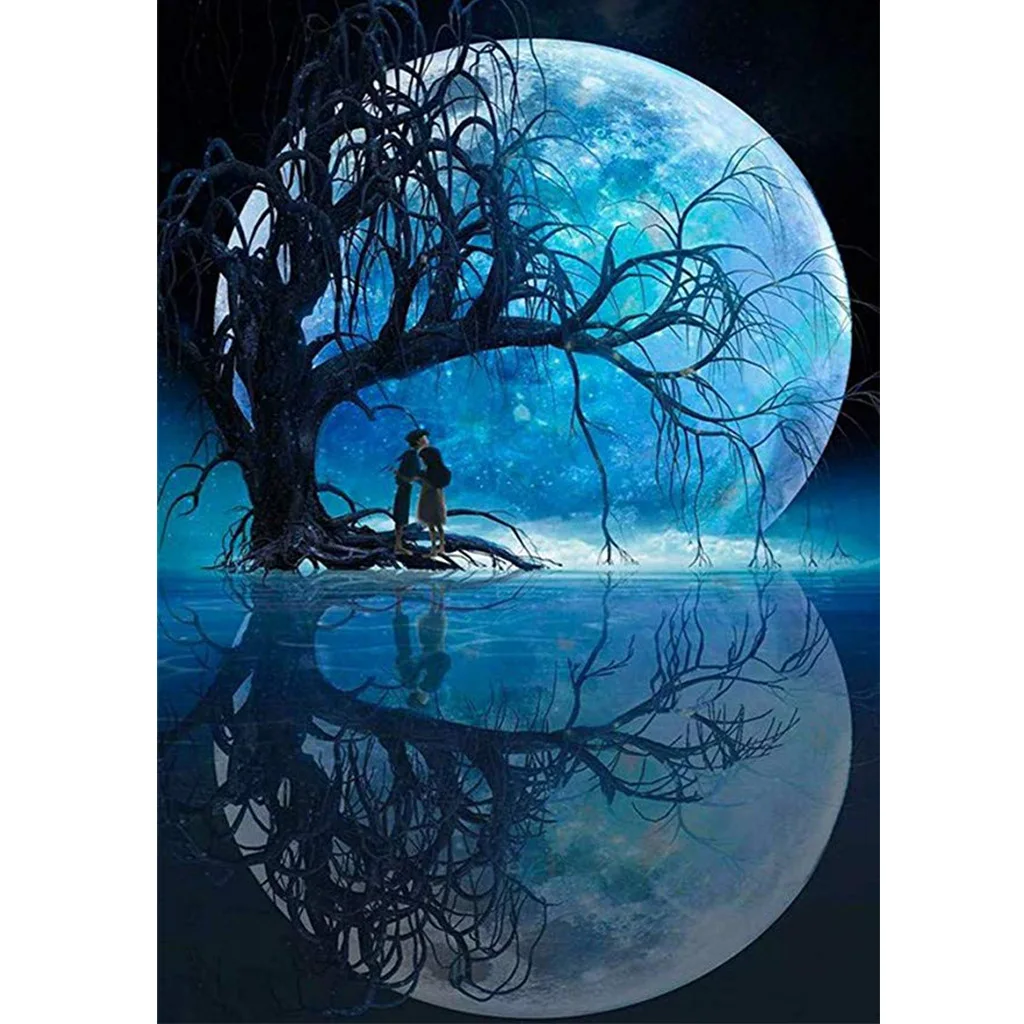 

2072-172.06 Cartoon digital oil painting moon night scene filling suitable for adults