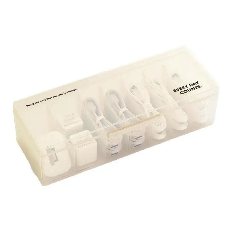 

Cord Storage Box Size Partition Design Electronic Storage Organizer 7 Grids Covered Design Management Safe Box For Desk