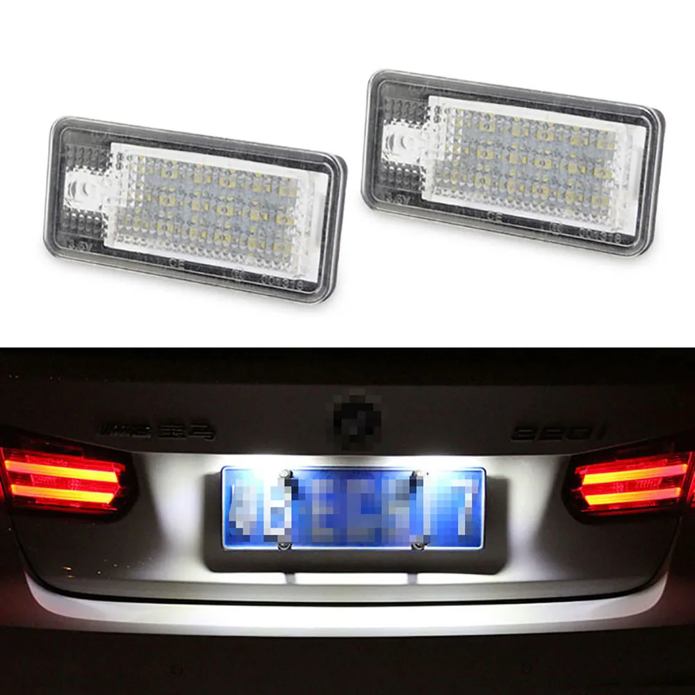 2pcs For Audi S3 A3 Cabriolet A4 S4 B6 A6 S6 A8 S8 D3 Q7 RS4 Avant Quattro RS6 Plus LED Car Number License Plate Lights Lamp