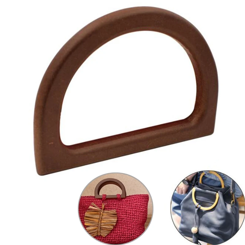 

D-shaped Wooden Handbag Bag Parts Accessories Replacement Handle for Handbag High Quality DIY Wooden Replacement Bag Handle
