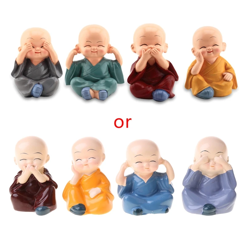

831B 4 Pack Kung Fu Monks Statues Figurines Showpiece for Wall Shelf Table Desktop Living Room Decoration Office Decor