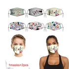 Забавная маска с мультяшным котом, маска для детей, маска с 3D принтом, модная моющаяся многоразовая маска для взрослых, пылезащитная уличная маска с фильтром и ремнем