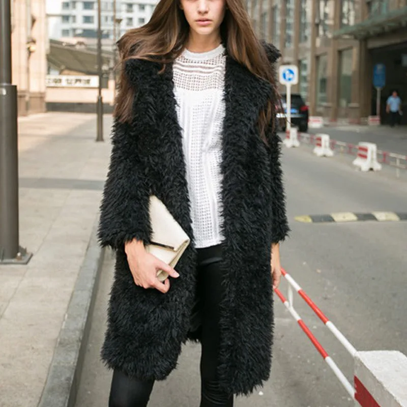 

Женское шерстяное пальто средней длины, свободное шерстяное однотонное пальто с отложным воротником и темными пуговицами, Осень-зима 2023