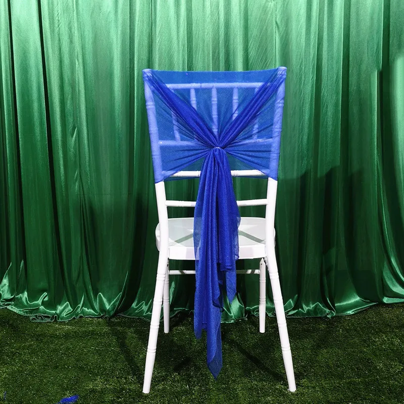 

1PCS Pearl Chiffon Chair Sashes ,Free Tie Elastic Chair Bands Decorations ,Chair Cover For Wedding Party Banquet Home Hotel
