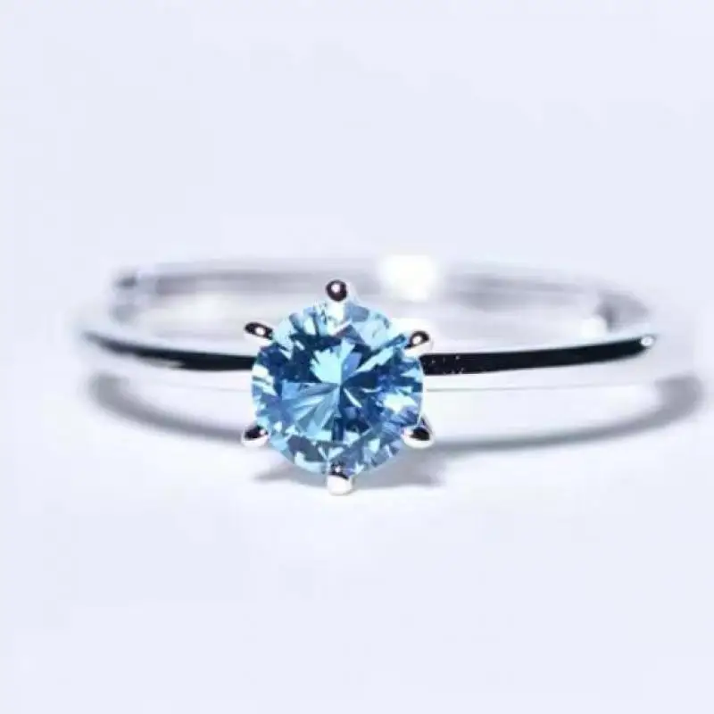 

1 carat Blue Topaz 925 Sterling Silver Rings Women Fine Jewelry Accessories Natural Topaz Plated Platinum Silver Ring Adjustable