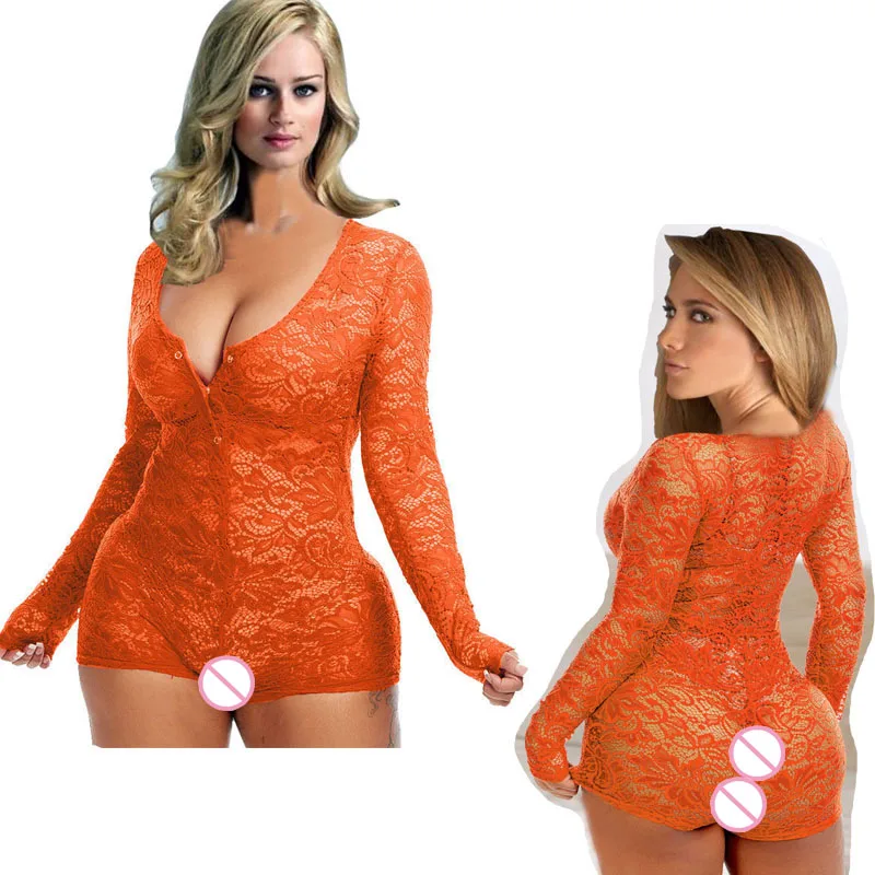 3XL Women Teddy Lingerie Sexy Underwear Erotic Corset Lace Mesh Sleepwear Nightwear Embroidered Strap One-Piece Sensual Pajamas