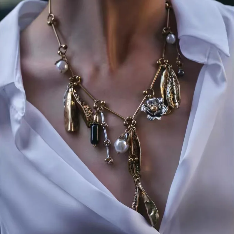 Новинка 2025 года этническое винтажное ожерелье в стиле бохо с золотым листом из