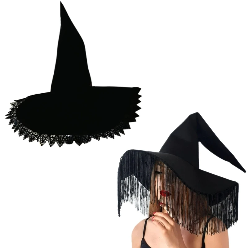 

Halloween Party Headwear Brimmed Hat Tassel/Lace Brim Hats Festival Headdress Drop Shipping