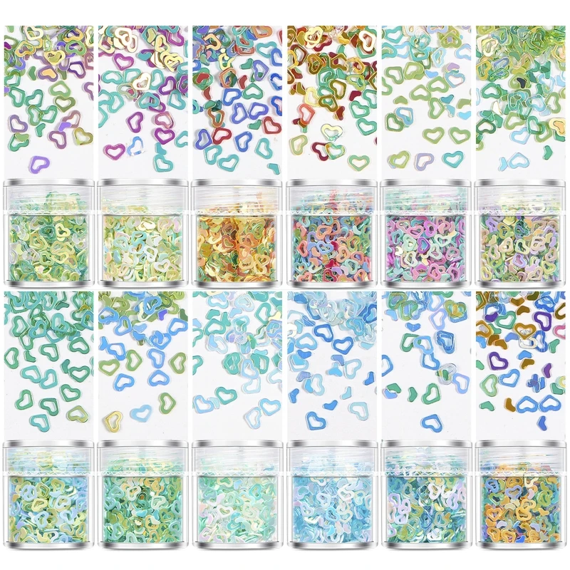 

95AB Nail Art Sequins 4mm Hollow Peach Heart Heart-shaped Golden Light Series Set Nail Polish Jewelry Material Epoxy Patch