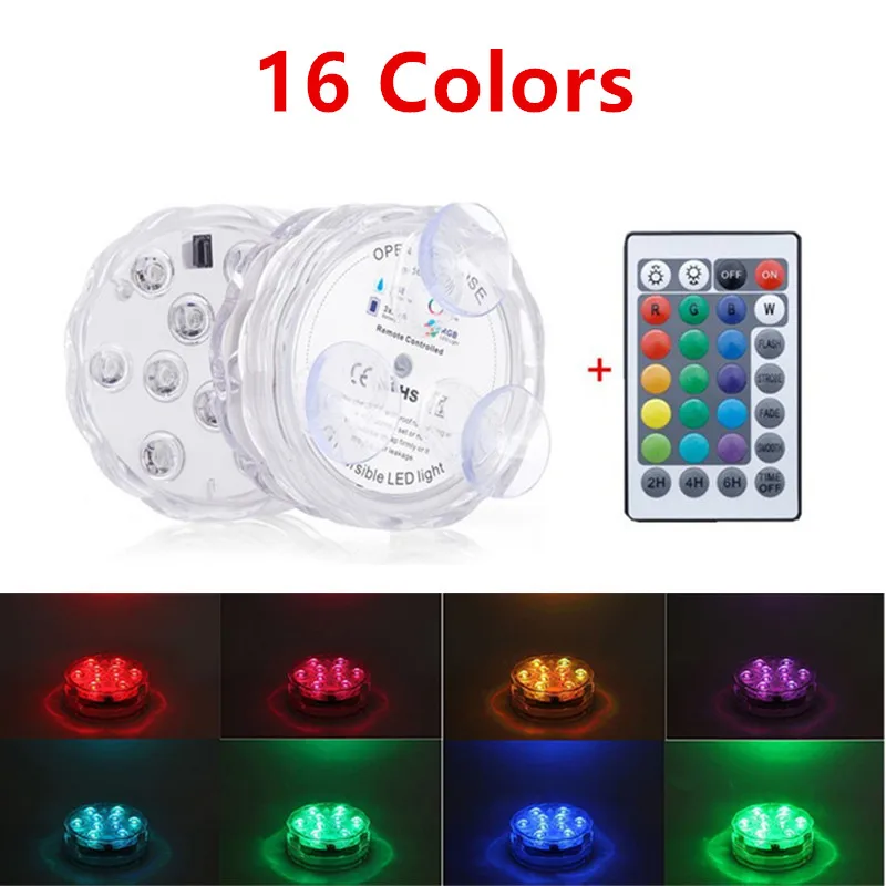 

IP68 Waterproof Multi Color Underwater Submersible LED Lights Night Lamp Tea Light Vase Bowl Party Wedding Christmas Decoration