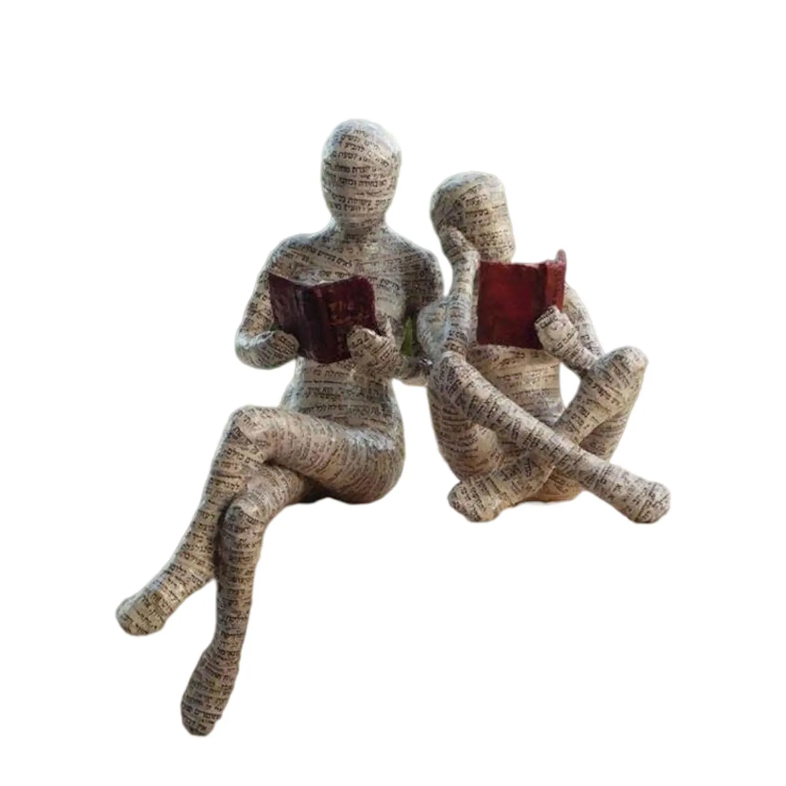 Reading Woman Figurine Pulp Bookshelf Decor Thinker Style Resin Statue Resin Abstract Sculptures Figurines