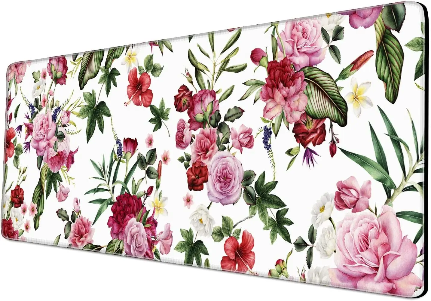 

Extended Mouse Pad Large Gaming Mouse Pad 31.5x11.8x0.12 inch Mouse Mat Non-Slip Rubber Base and Stitched Edges - Rose Flower